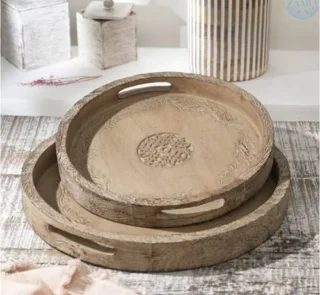 Carved Round Tray Large